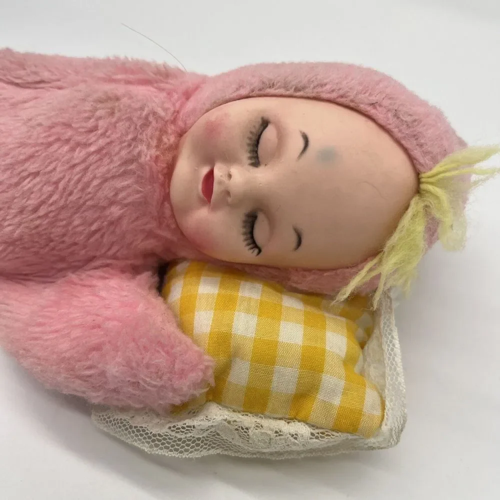 VTG Commonwealth Pink RUBBER FACE Sleeping Baby 11